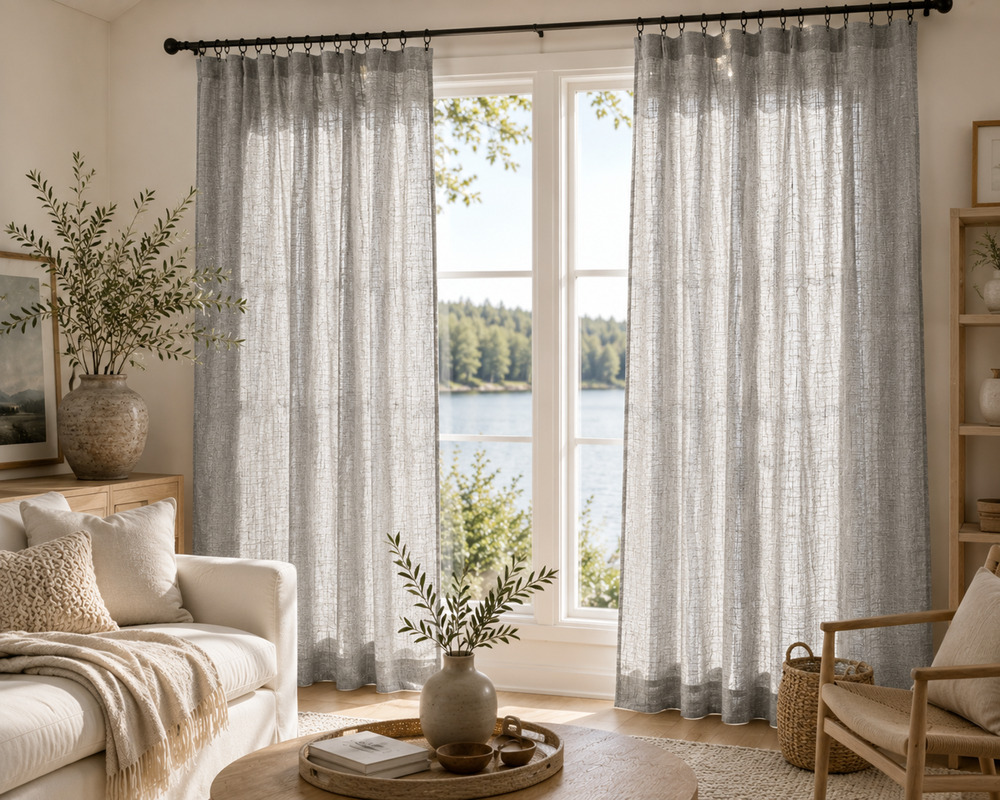 GAP Home Organic Cotton Window Curtain Pair 48x84 Chambray Yarn Dyed Gray NEW